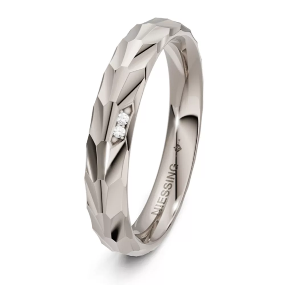 Modern fehérarany karikagyűrű NIESSING LEAF