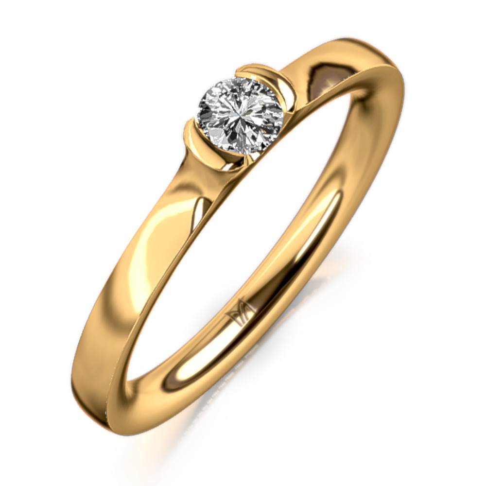 MEISTER Sárga arany Gyémánt Eljegyzési Gyűrű