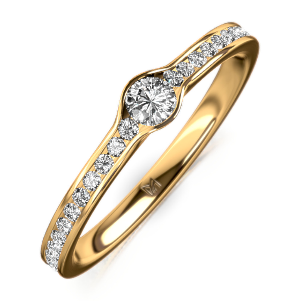 MEISTER Sárga arany Gyémánt Eljegyzési Gyűrű