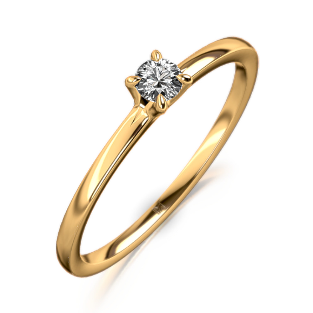 MEISTER Sárga arany Gyémánt Eljegyzési Gyűrű