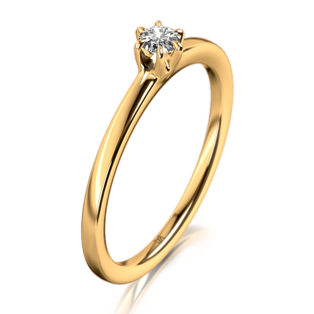 MEISTER Sárga arany Gyémánt Eljegyzési Gyűrű