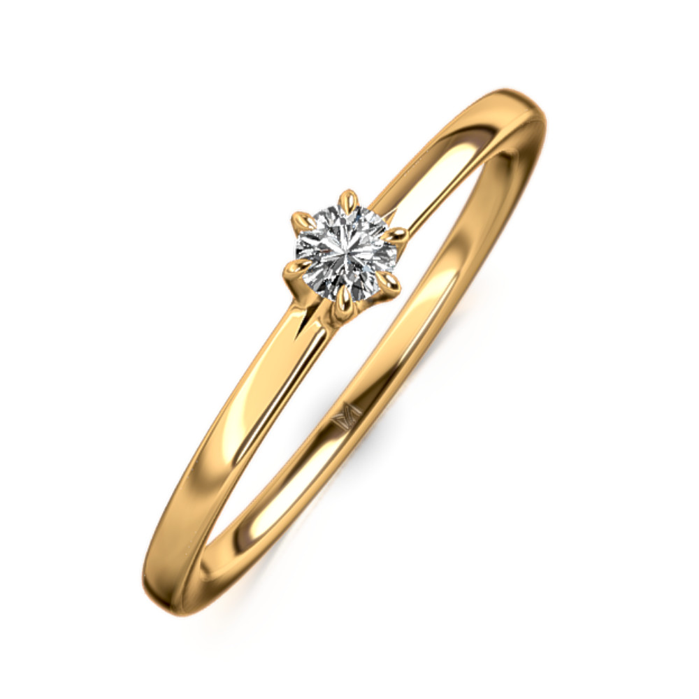 MEISTER Sárga arany Gyémánt Eljegyzési Gyűrű