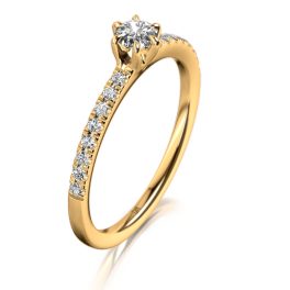 MEISTER Sárga arany Gyémánt Eljegyzési Gyűrű