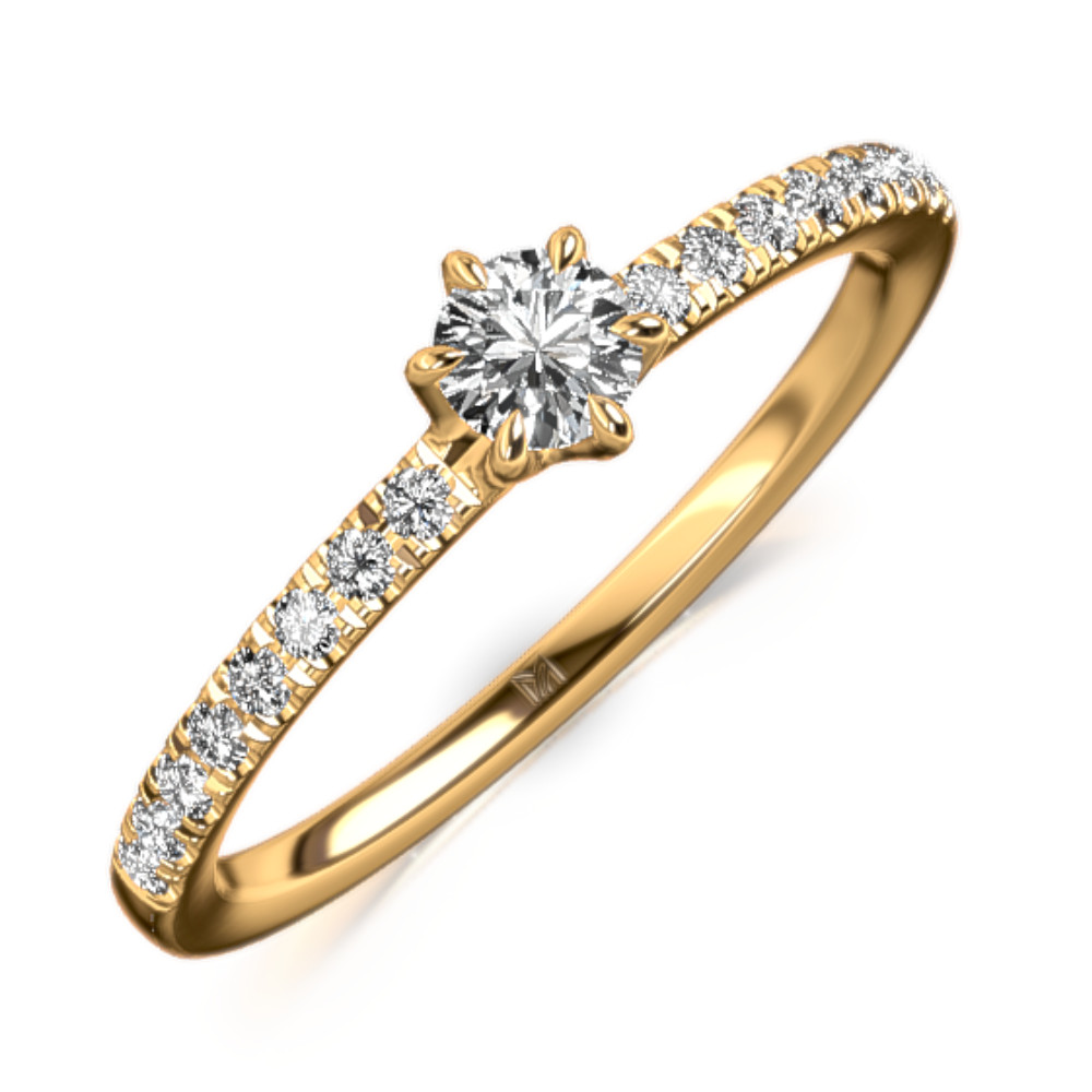 MEISTER Sárga arany Gyémánt Eljegyzési Gyűrű