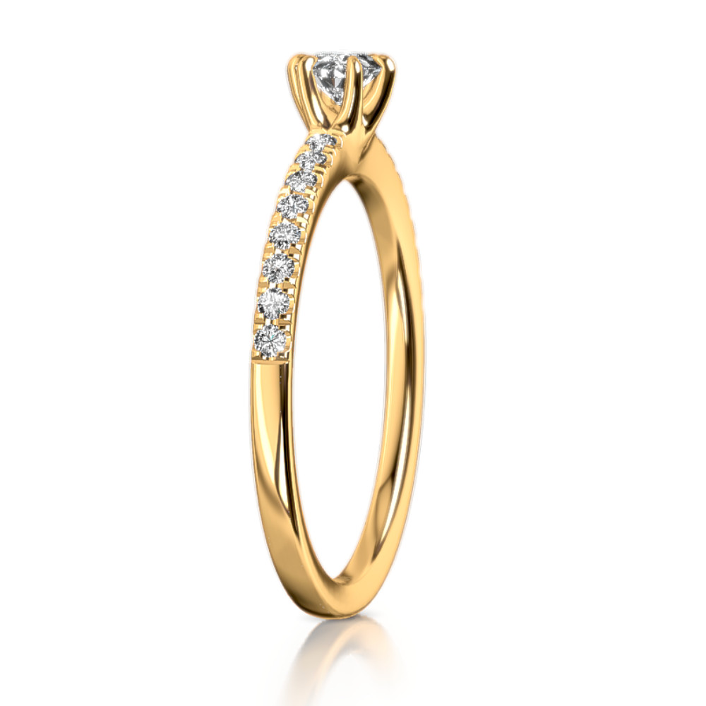 MEISTER Sárga arany Gyémánt Eljegyzési Gyűrű