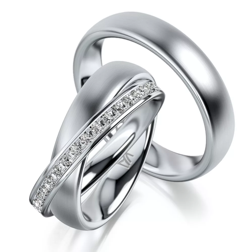 Platina karikagyűrű gyémántokkal MEISTER