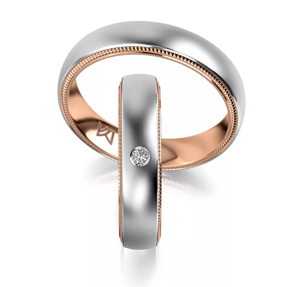 Fehérarany és rozéarany bicolor karikagyűrű MEISTER