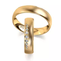 Sárga arany karikagyűrű gyémántokkal MEISTER