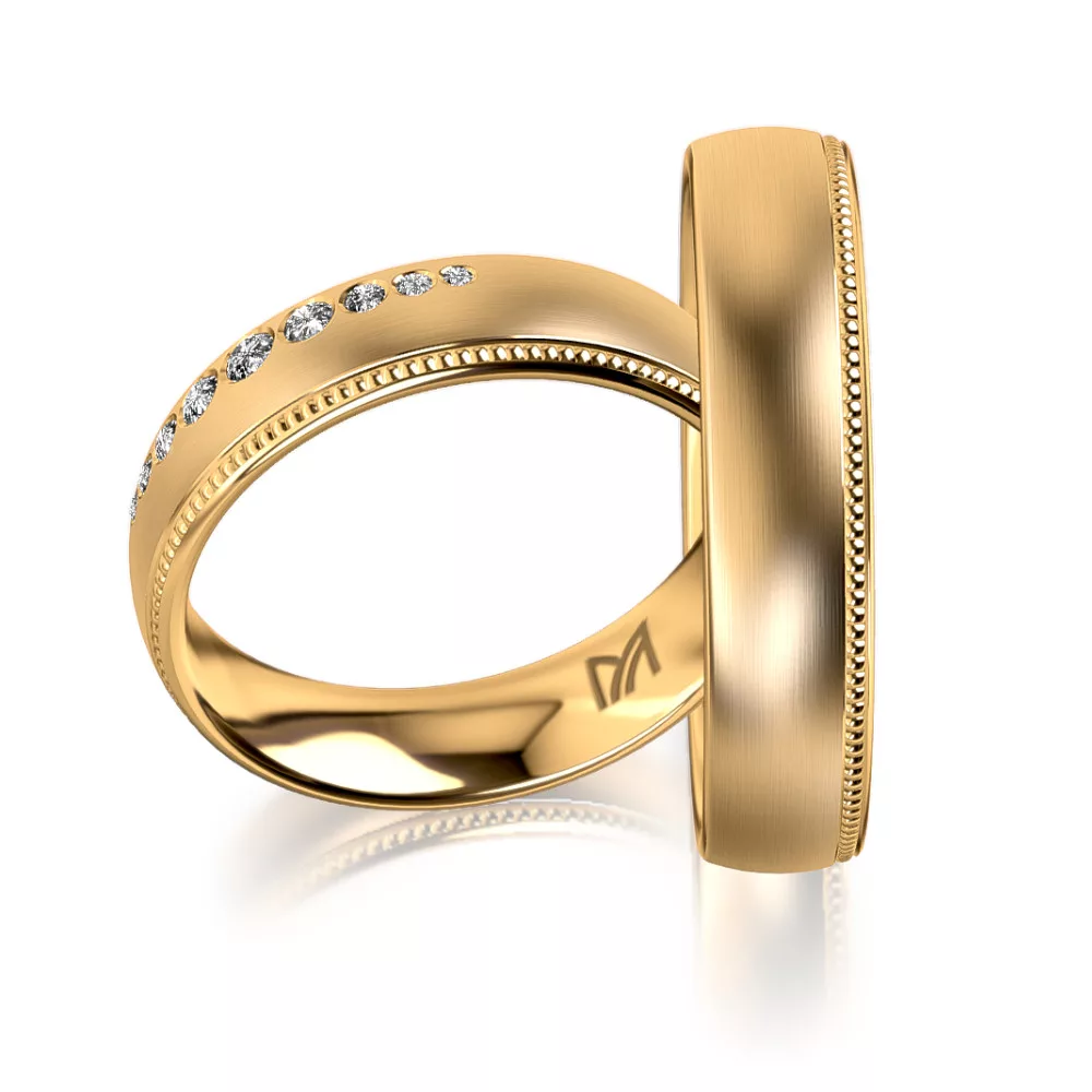 Sárga arany karikagyűrű gyémántokkal MEISTER