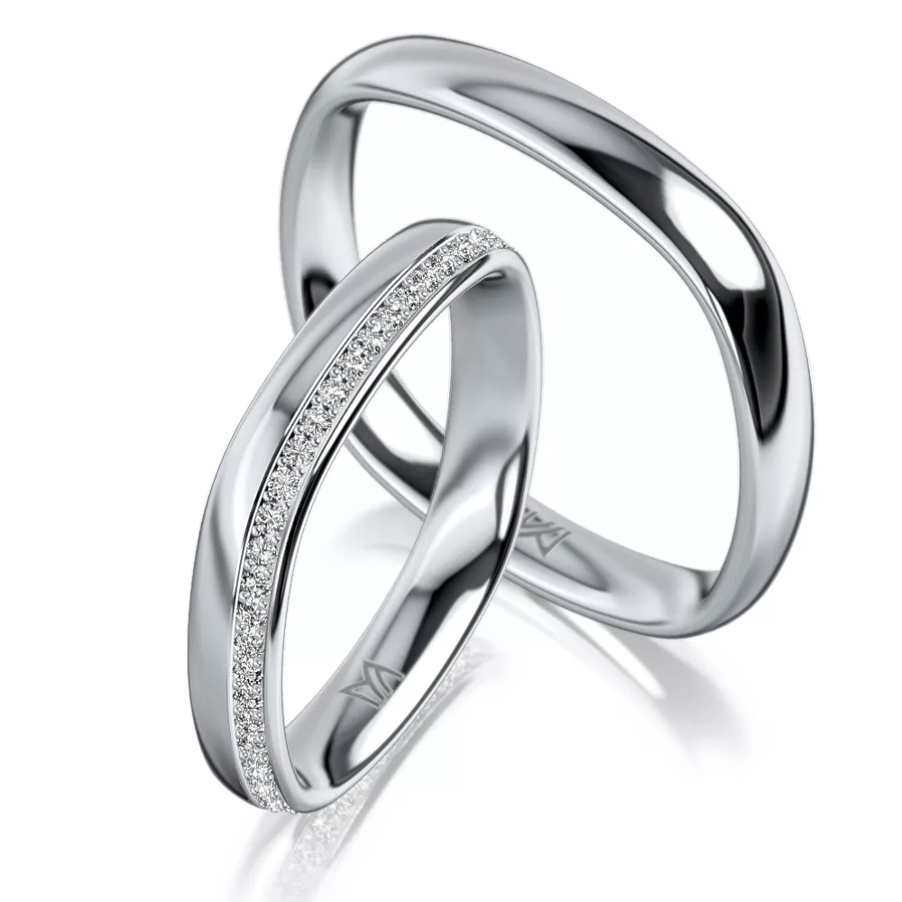 Modern Platinum Wedding Ring with Diamonds MEISTER