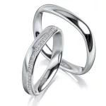 Modern Platinum Wedding Ring with Diamonds MEISTER