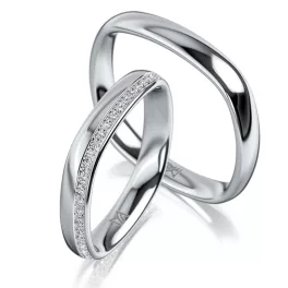 Modern Platinum Wedding Ring with Diamonds MEISTER
