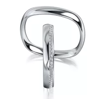 Modern Platinum Wedding Ring with Diamonds MEISTER