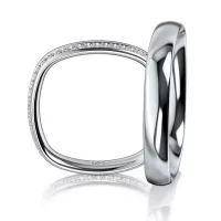 Modern Platinum Wedding Ring with Diamonds MEISTER