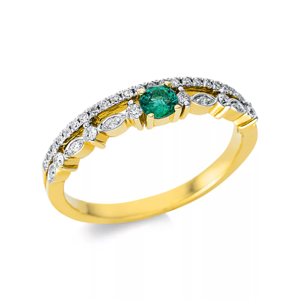 Yellowgold / Whitegold Emerald Ring