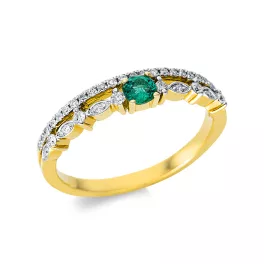 Yellowgold / Whitegold Emerald Ring