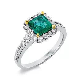 Whitegold / Yellowgold Emerald Ring