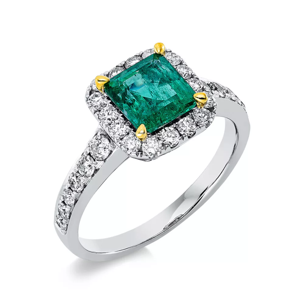 Whitegold / Yellowgold Emerald Ring