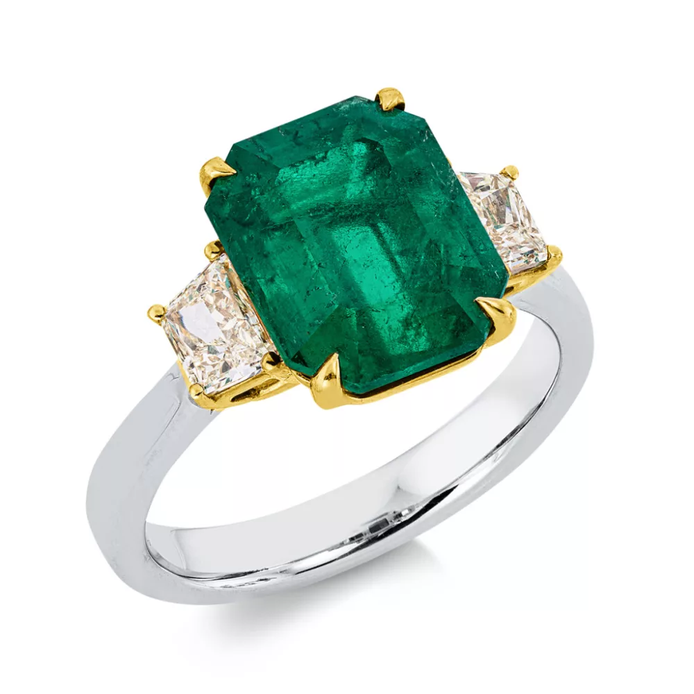 Whitegold / Yellowgold Emerald Ring