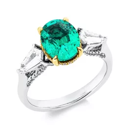 Whitegold / Yellowgold Emerald Ring