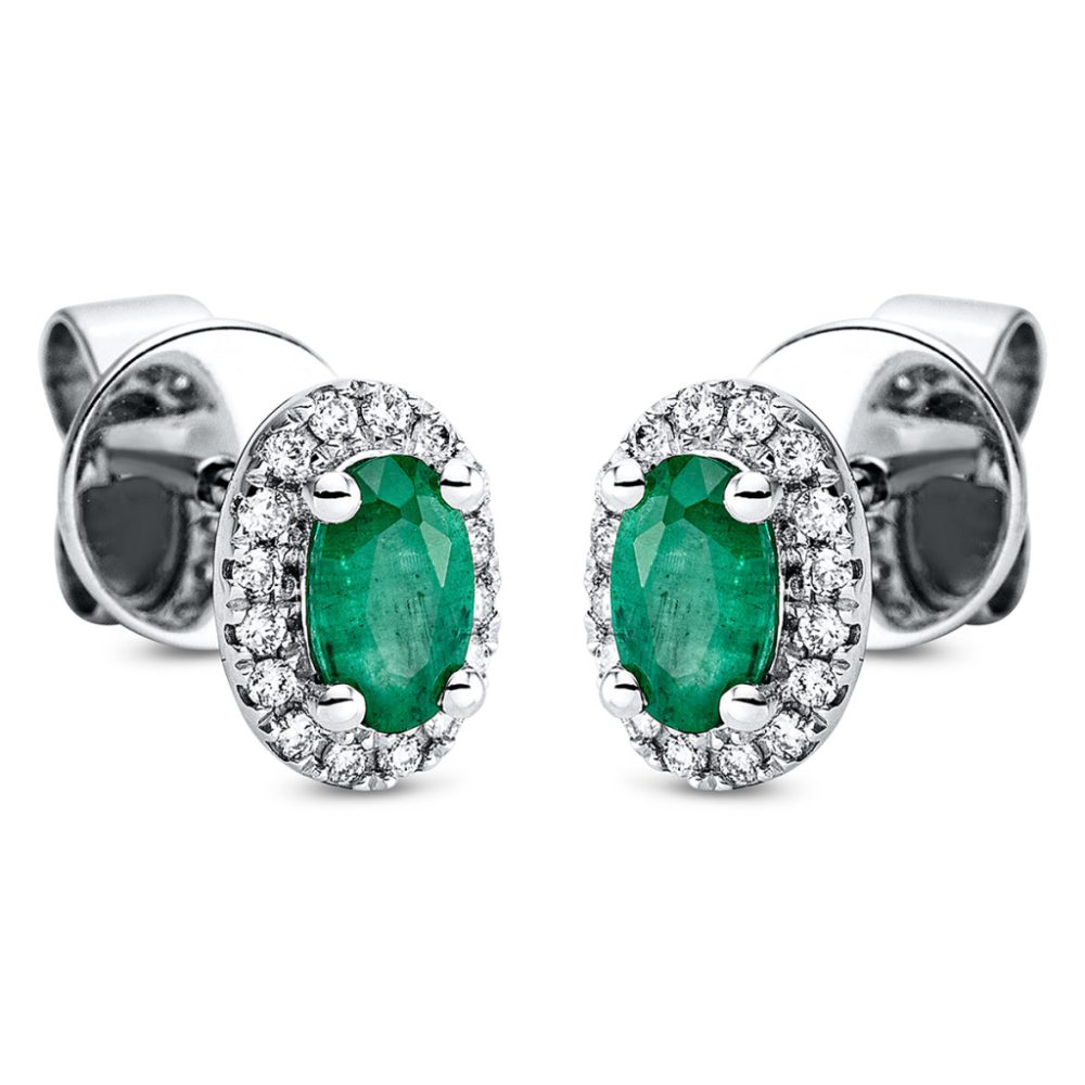 Fehérarany Smaragd Fülbevaló