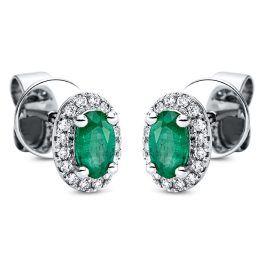 Fehérarany Smaragd Fülbevaló
