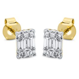 Sárga arany / Fehérarany Gyémánt Fülbevaló
