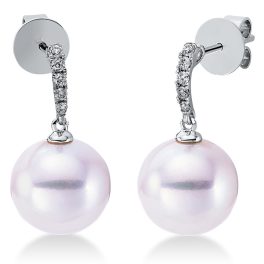 Fehérarany Gyémánt és gyöngy Fülbevaló