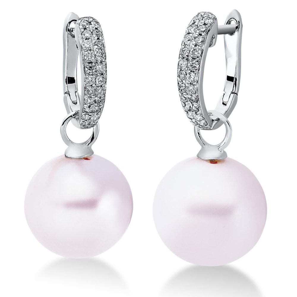 Fehérarany Gyémánt és gyöngy Fülbevaló