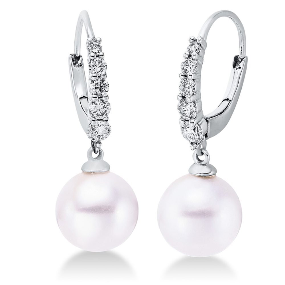 Fehérarany Gyémánt és gyöngy Fülbevaló