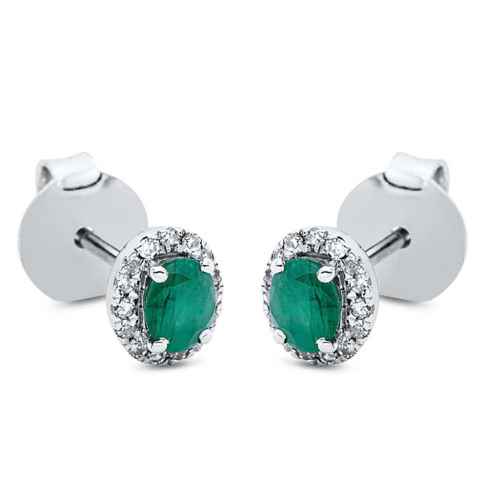 Fehérarany Smaragd Fülbevaló