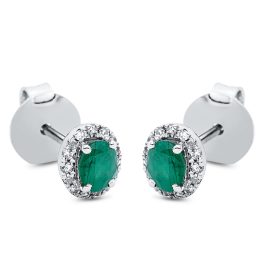 Fehérarany Smaragd Fülbevaló