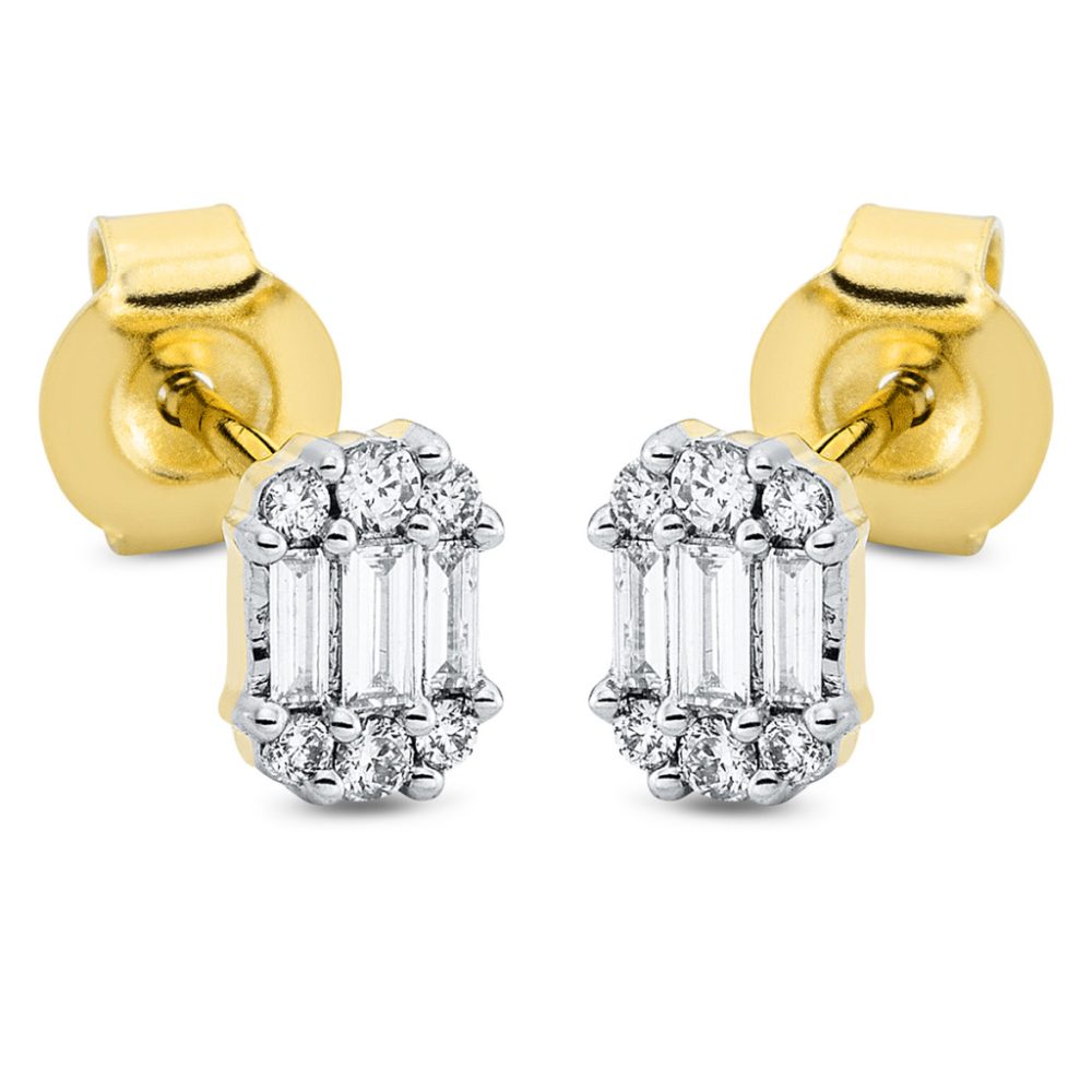 Sárga arany / Fehérarany Gyémánt Fülbevaló