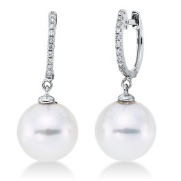 Fehérarany Gyémánt és gyöngy Fülbevaló