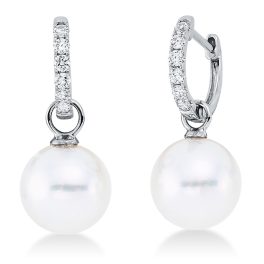 Fehérarany Gyémánt és gyöngy Fülbevaló