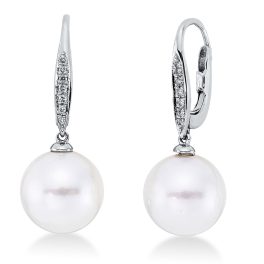 Fehérarany Gyémánt és gyöngy Fülbevaló