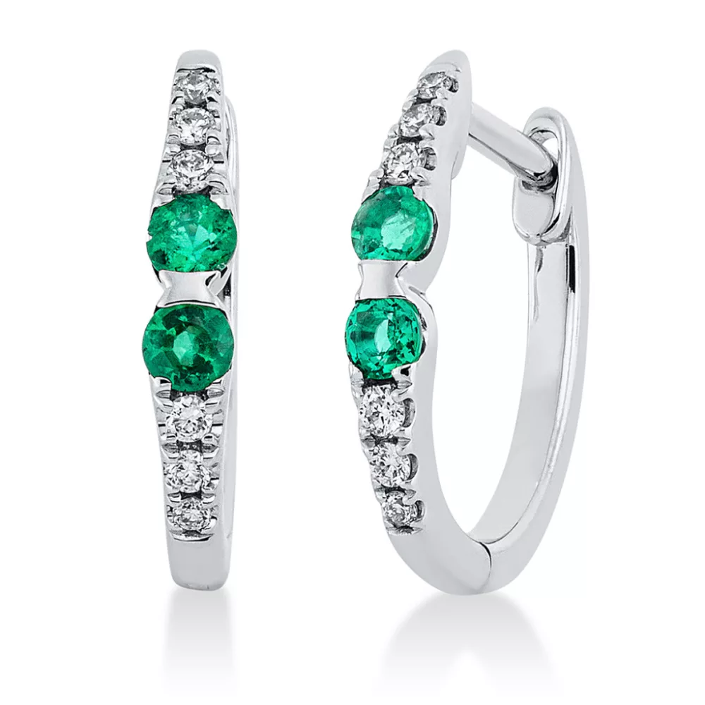 Fehérarany Smaragd Fülbevaló