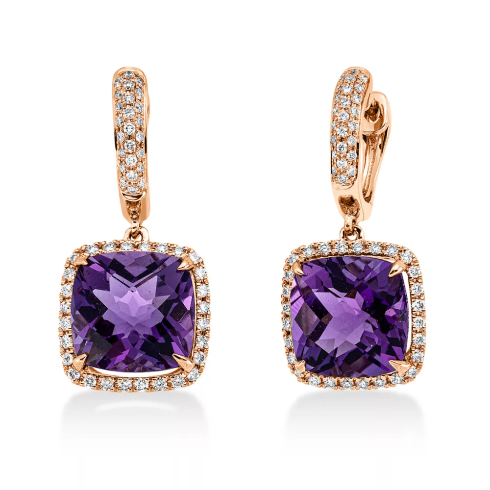 Vörösarany Ametiszt Fülbevaló