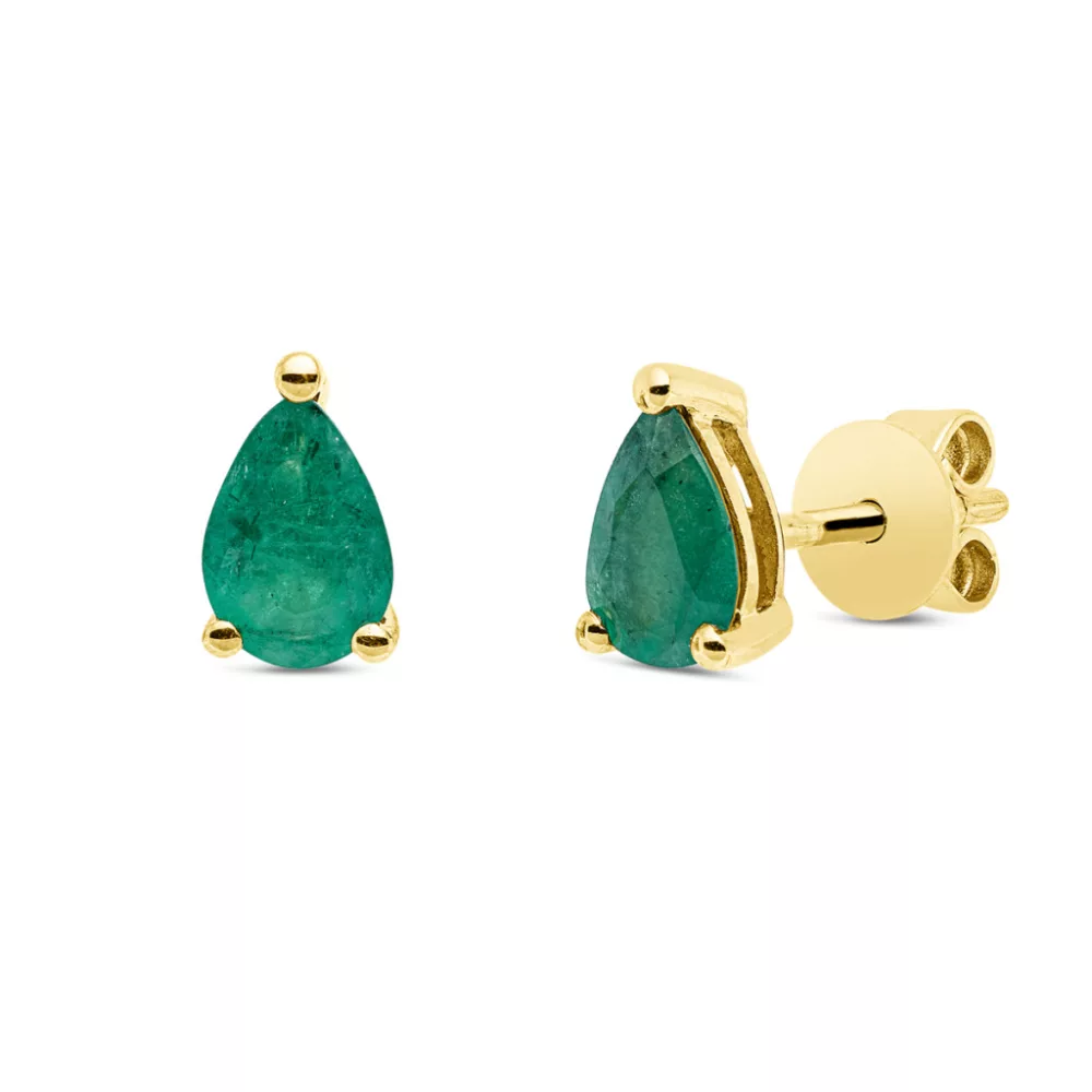 Sárga arany Smaragd Fülbevaló