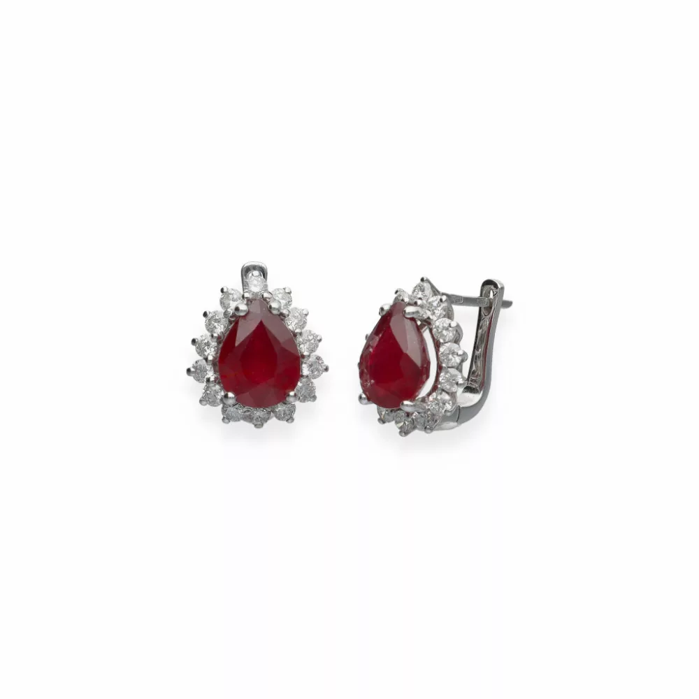 White Gold  Ruby Earrings