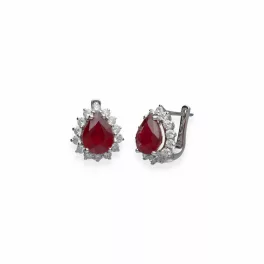 White Gold  Ruby Earrings