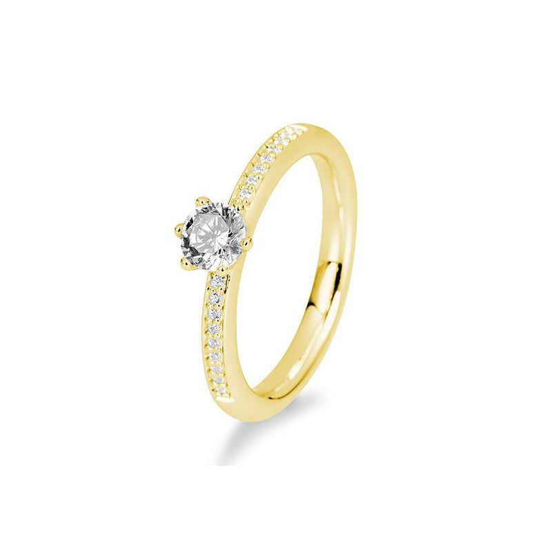 Sárga arany Gyémánt Eljegyzési gyűrű
