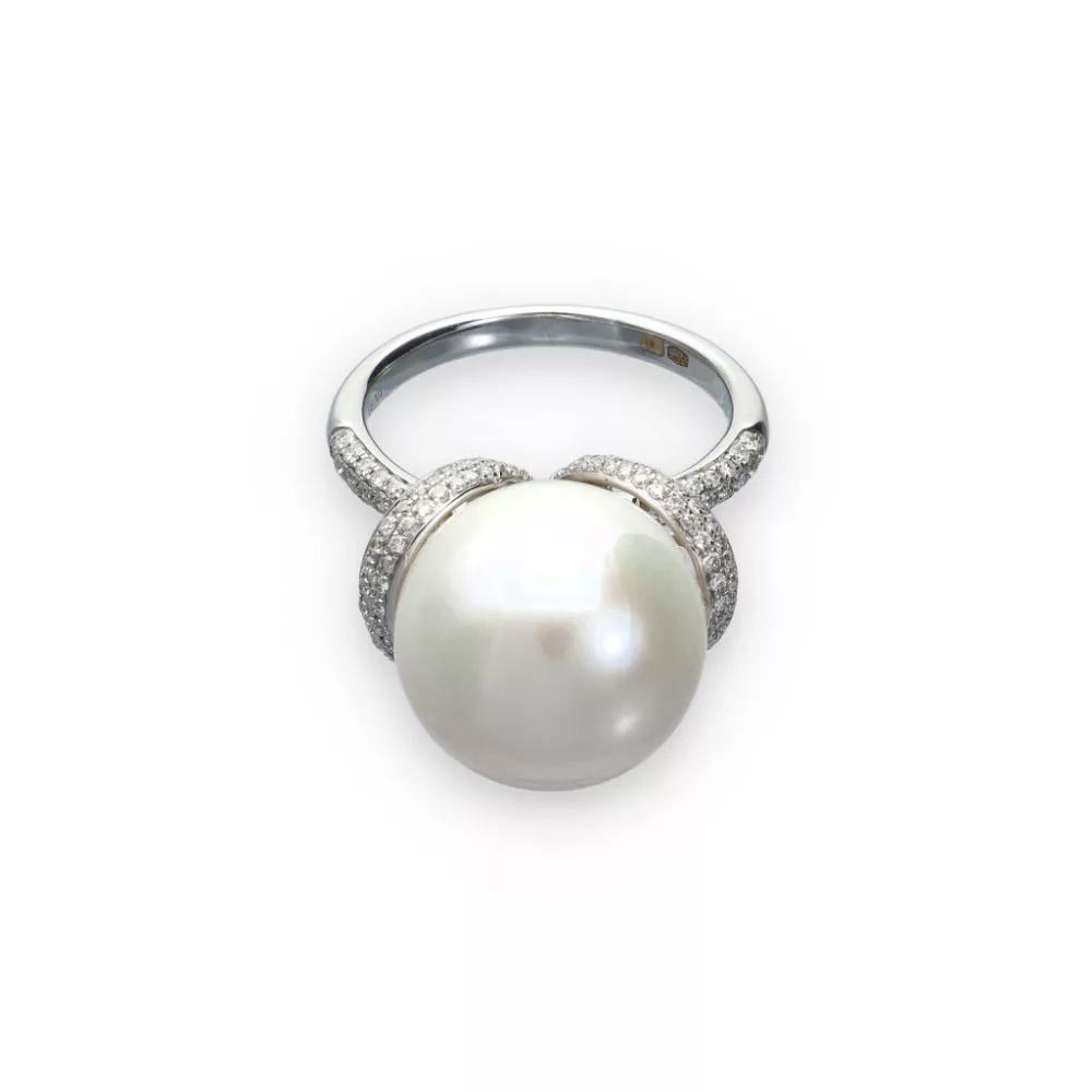 White Gold  Pearl Ring
