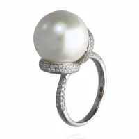 White Gold  Pearl Ring