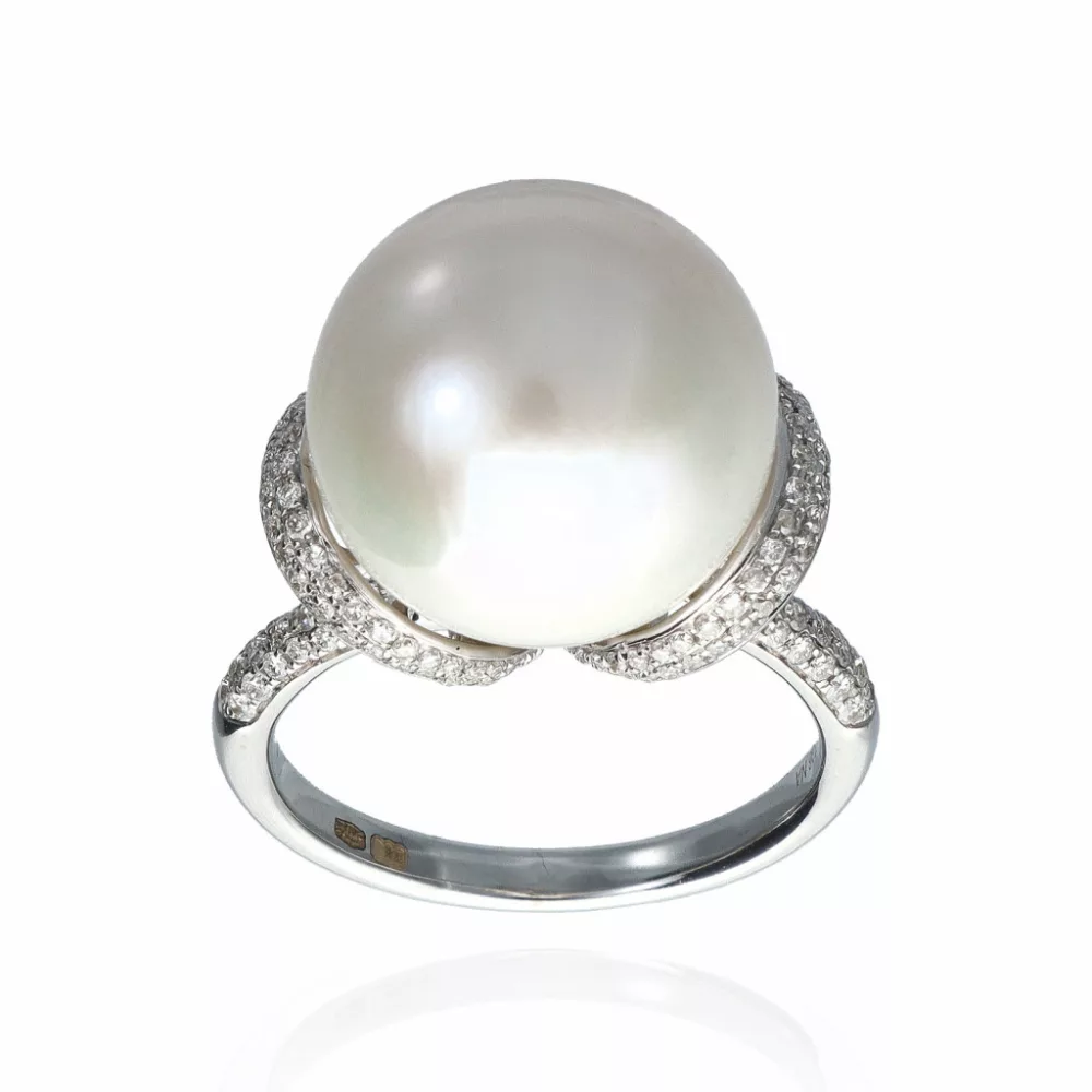White Gold  Pearl Ring