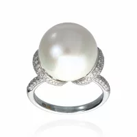 White Gold  Pearl Ring
