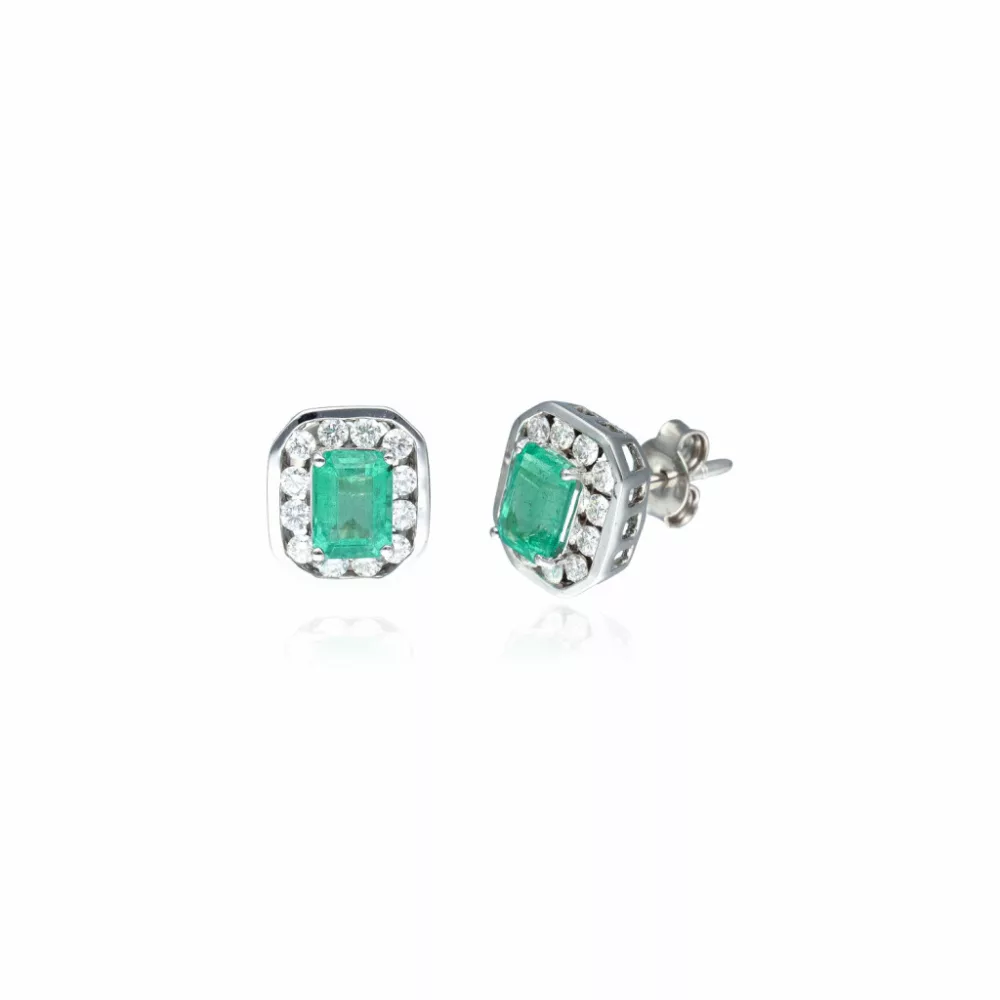 White Gold  Emerald Earrings