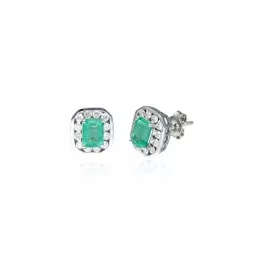 White Gold  Emerald Earrings