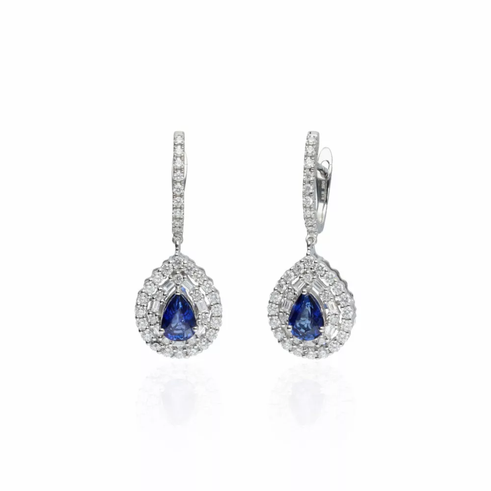 White Gold  Sapphire Earrings