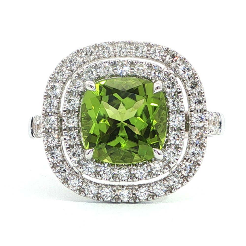 Fehérarany Peridot Gyűrű